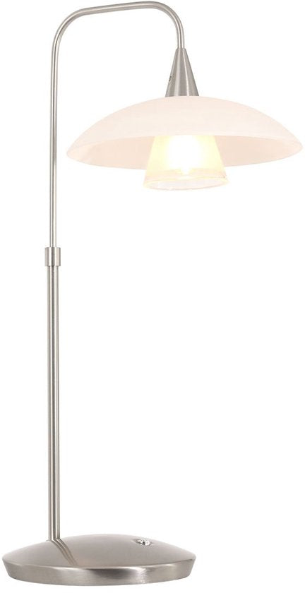 Tischlampe „Tallerken“ 2657ST – Stahl/Weiß – Modernes Design – Inklusive LED-Leuchtmittel – Steinhauer