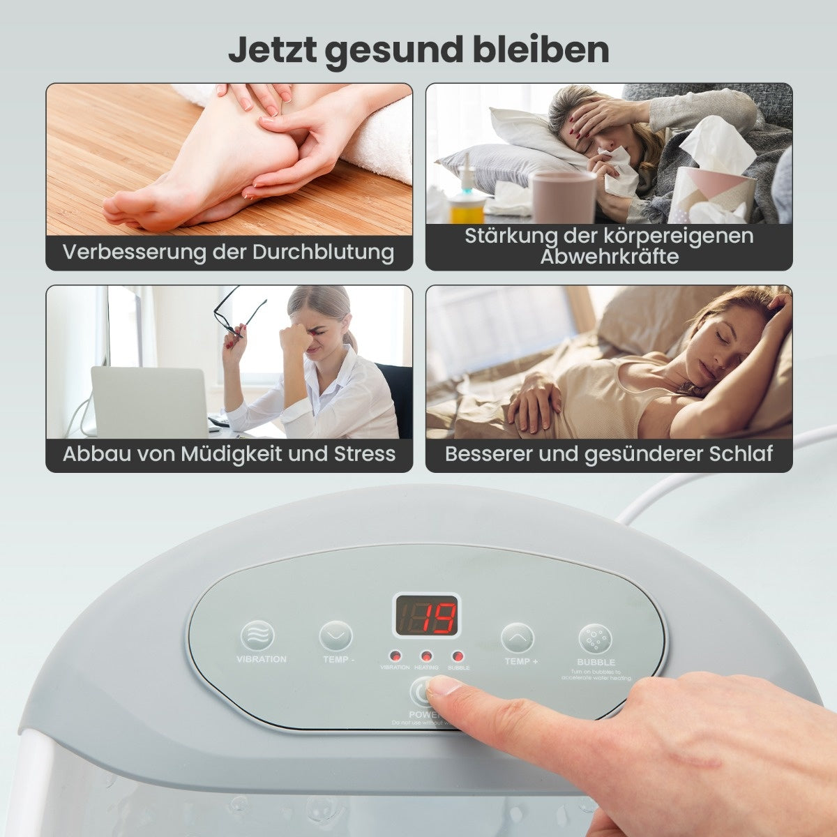 Coast Fußmassagegerät Fußbad mit herausnehmbarem Pedikürestein 1 Stunde Abschaltautomatik grau