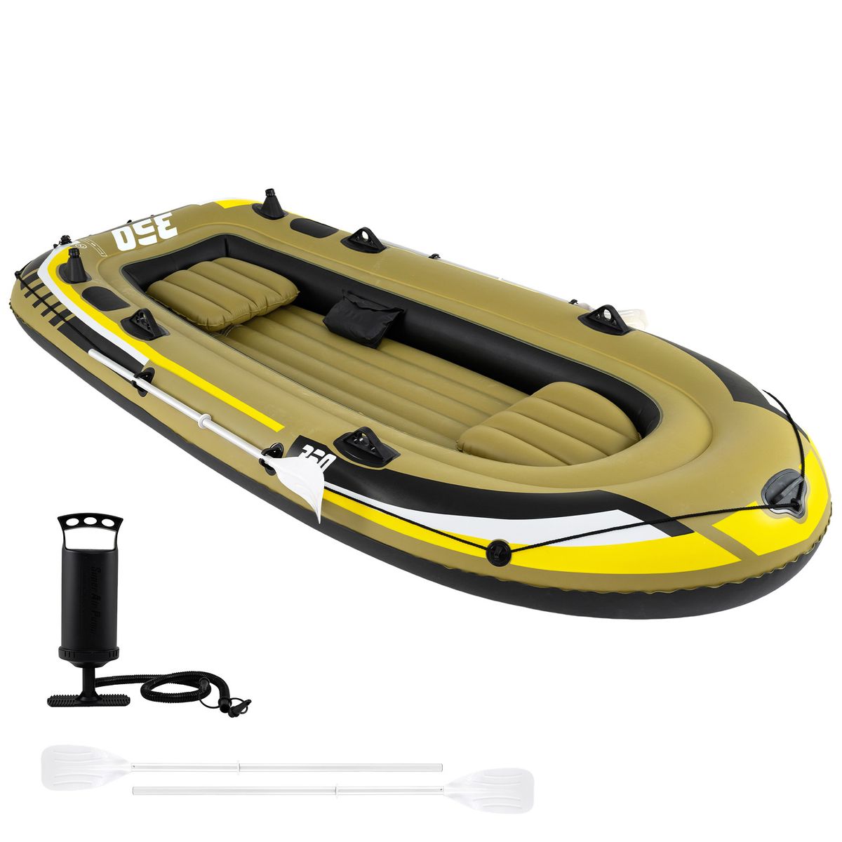 Coast Aufblasbares Fischerboot – 3 Luftkammern – inklusive Paddel und Pumpe – grün – 305 x 136 x 42 cm