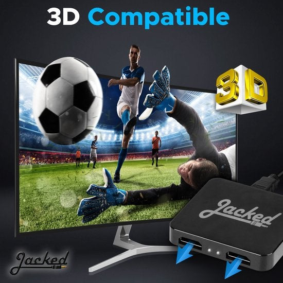 Jacked 2-Wege-HDMI-Splitter - Mit Buchse - HDMI-Umschalter 4K - Schwarz