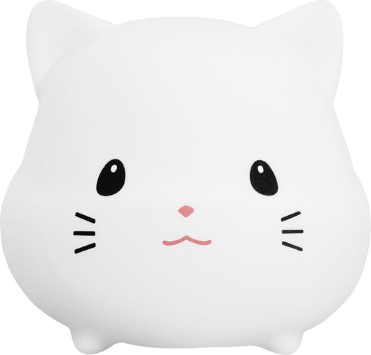 Sleepy Friends Premium Katzen-Nachtlicht Kinderzimmer - USB aufladbar, dimmbar, weich & sicher - 95 x 97 x 100 mm - Grau