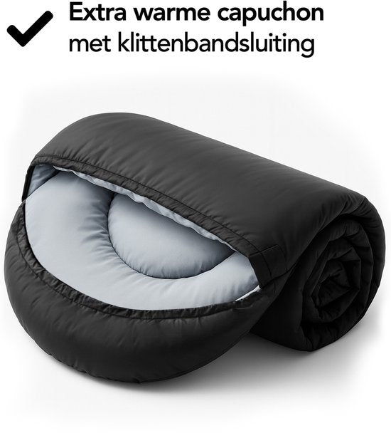 Brixy Mumienschlafsack - 4 Jahreszeiten - Schlafsäcke Erwachsene & Kinder - 210 x 75 CM - Camping - Schwarz