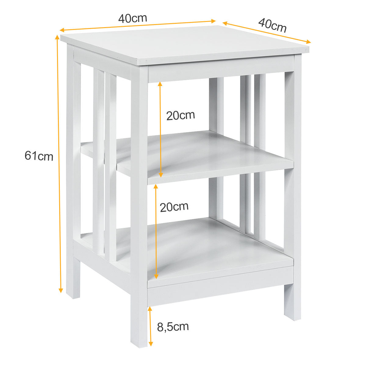 Coast 3-day Nachttisch Sofatic Couchtisch für Schlafzimmer 40 x 40 x 61 cm weiß