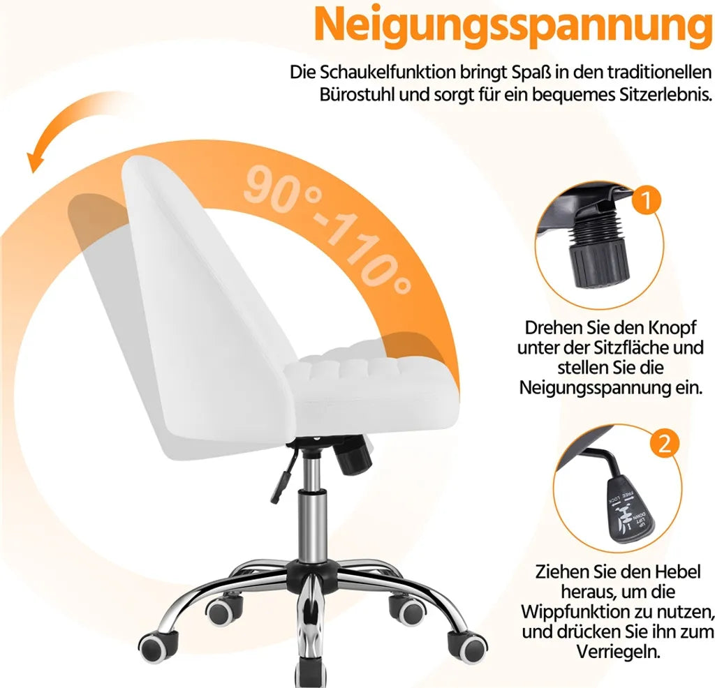 Yaheetech Bürostuhl, weiß, ergonomisch, gepolstert
