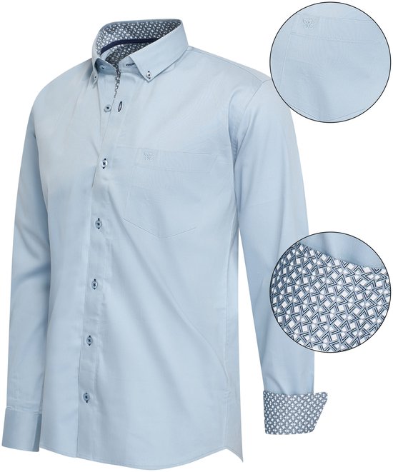 Cappuccino Italia – Herrenhemden, Regular-Fit-Hemd, Babyblau – Blau – Größe XXL