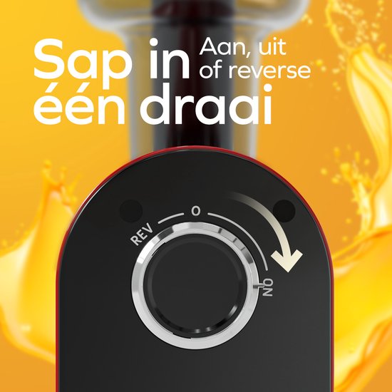 KitchenBrothers Slowjuicer - Kompakt - Entsafter - Gemüse- und Obstpresse - 45 mm - 500 ml - Rot