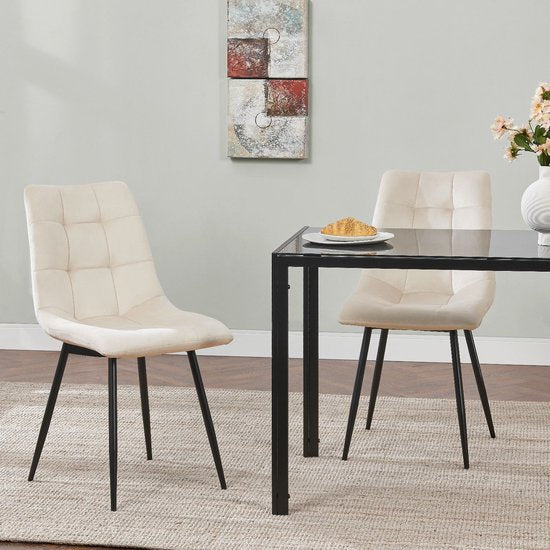 Stahl-Esszimmerstühle Blanca - 2er-Set - Beige - Samt