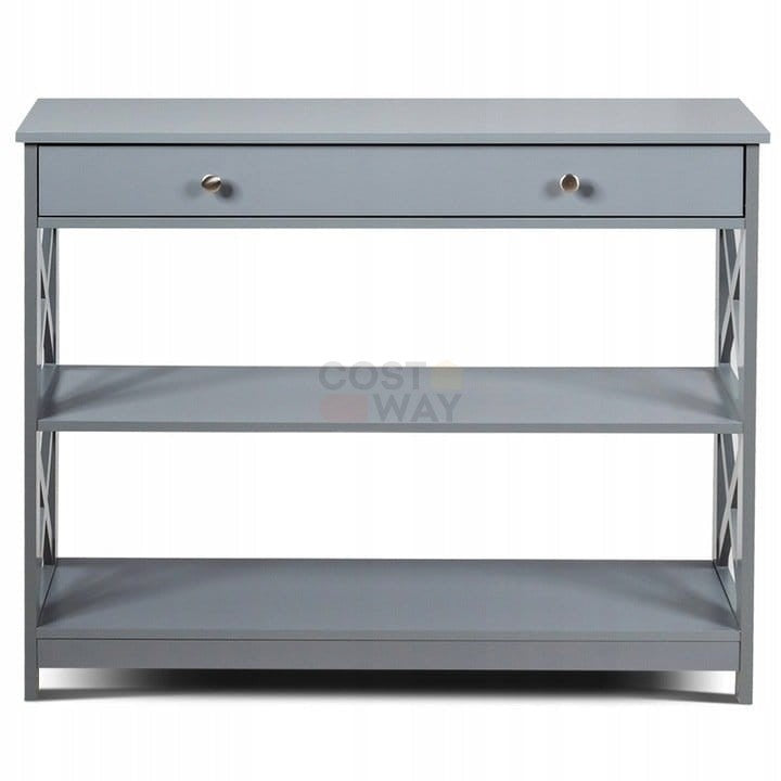 Coast Konsolentisch 3 Ebenen mit Schublade Holztisch 100 x 30 x 80 cm Grau