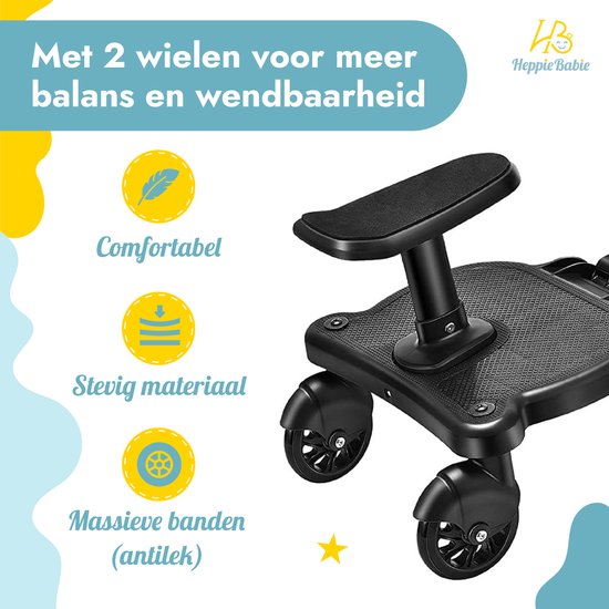 HeppieBabie Universal-Reitbrett - mit Sitz - für Kinderwagen oder Buggy - Buggy Board