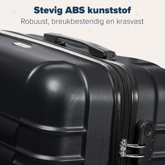 TRVLMORE - Kofferset - 3 Stück - 38L (Handgepäck) + 70L + 110L - Schwarz
