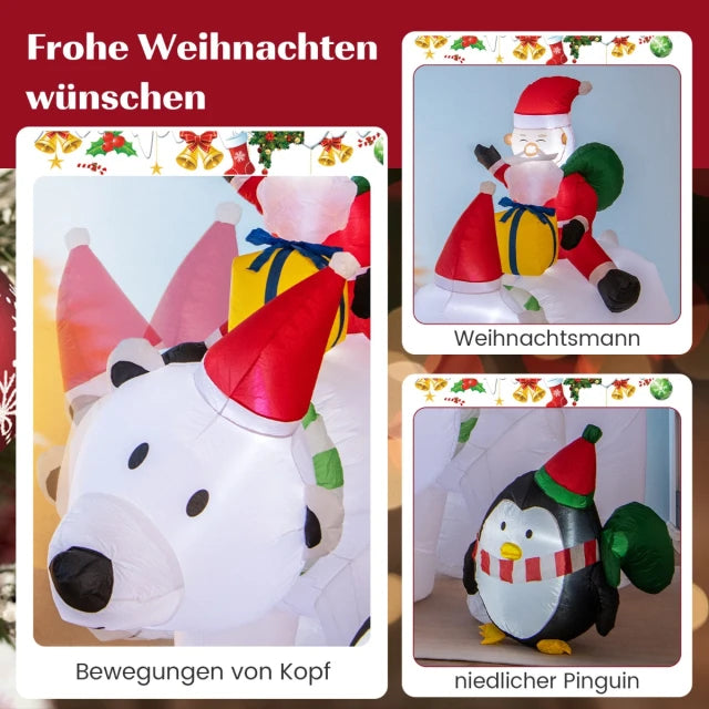 Costway Aufblasbare Weihnachtsdekoration - Inkl. LED & Zubehör - 230 x 70 x 210 cm - Mehrfarbig