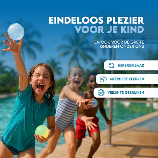 Travelly® Wiederverwendbare Wasserballons - Wasserspielzeug - Magnetisch und selbstschließend - Silikon - Mehrfarbig - Set 8 Stück