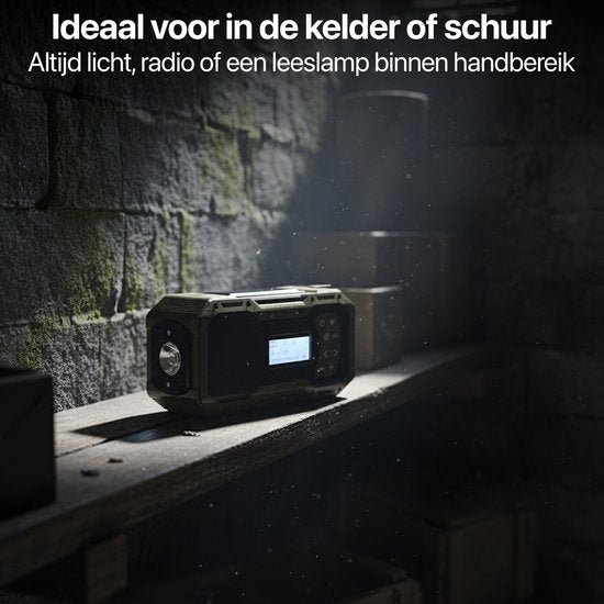 Solarbetriebenes Notradio mit Handaufzug – DAB+ / FM-Notradio – 5000 mAh Powerbank mit Solarenergie – Baustellenradio – Badezimmerradio – Notfallpaket