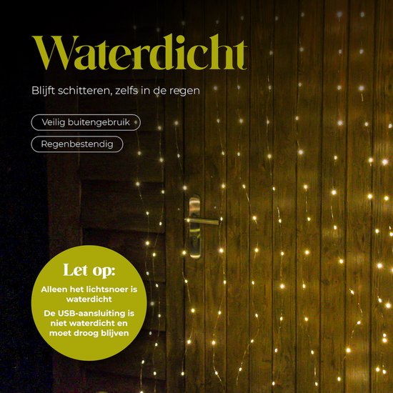 Giftmas Lichtvorhang - 200 LEDs Warmweiß - 1x2M - Für Tür oder Durchgang - Innen und Außen - Fernbedienung - Stimmungsvolle Lichter