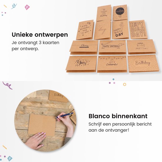 Partizzle 36x haltbare Geburtstagskarten mit Umschlag - Postkarten verschicken - lustige Kraft-Geburtstagskarten - Erwachsene - 15x10 cm