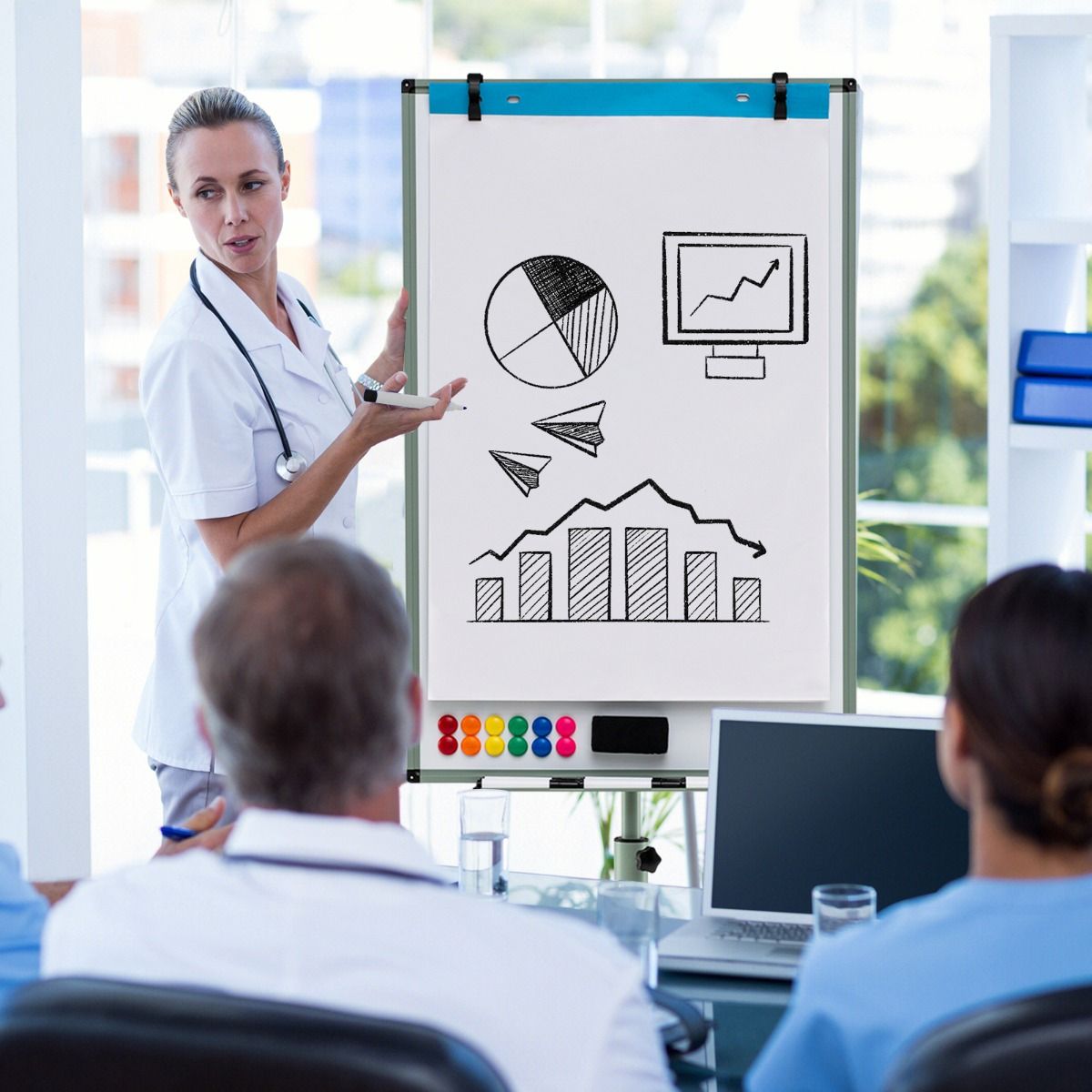 Coast Rollbares Whiteboard mit Magneten und Markern – höhenverstellbar – grün – 100 x 65 cm