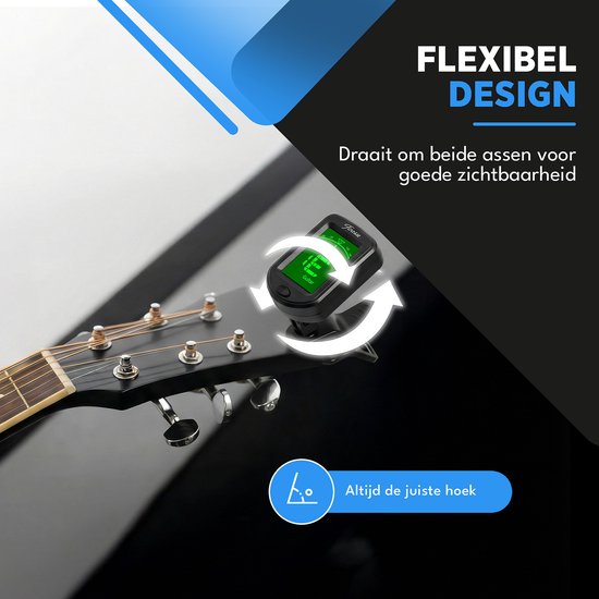 Finesse Tuner Gitarre, Bassgitarre, Violine, Ukulele - Chromatische Stimmung - Stimmgerät