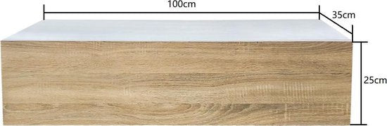 VDD Gaming - Schwebender Dielenschrank - Breite 100 cm x Tiefe 35 cm x Höhe 25 cm - Braun