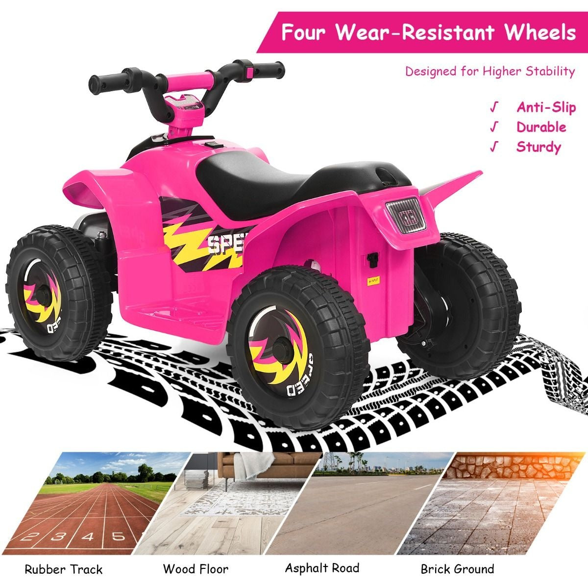 Coast Kinderwagen Mini Electroquad 6 V Batteriebetriebenes Quad 2,8-4,6 km/h Pink Pink