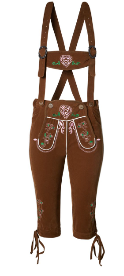 dressforfun Lederhose Walchensee – Größe L – Braun – kniehoch – mit Hosenträgern