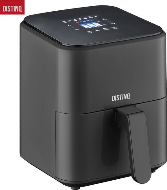 DistinQ Heißluftfritteuse kompakt- Airfryer - 4 Liter Fassungsvermögen - Digitalanzeige - Schwarz