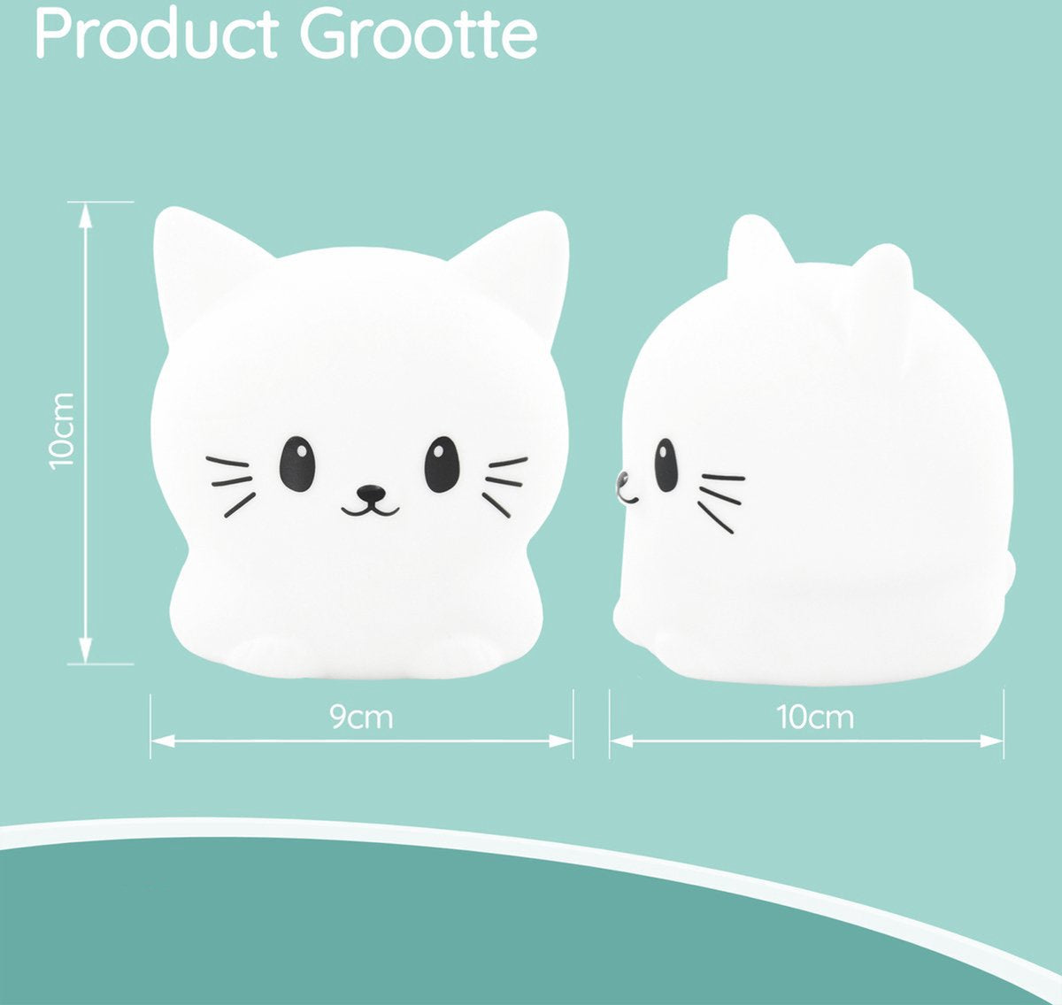 Sleepy Friends Sleepy Friends Kindernachtlicht Katze - 8 Farben - USB aufladbar - dimmbar - 95.2 x 97.4 x 100 mm - Grau