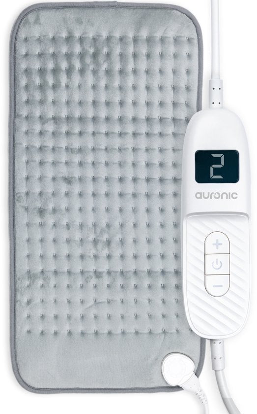 Auronic Heat Pillow Electric - XXL - 60x30cm - Nacken und Schultern - waschbar - Heizkissen - Elektrisches Kissen - Grau