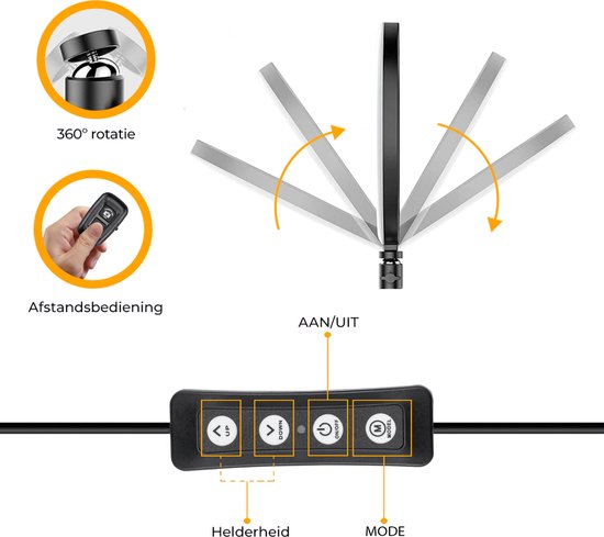 Studio ME Ringleuchte mit Stativ - 10 inch / 26 cm - Ringleuchte - Rose Gold - Tiktok Lampe - Ringleuchte mit Stativ - 30 Lichtstufen - Ringleuchte - inkl. Fernbedienung & Mini-Stativ - Ringleuchten