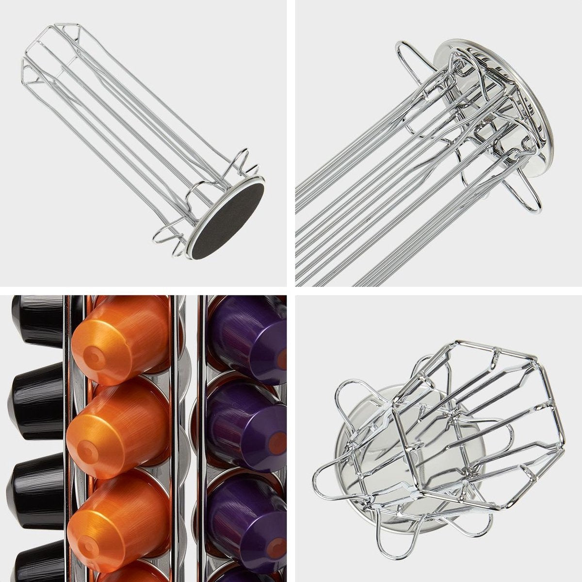 KitchenBrothers Kapselhalter - Nespresso - 42 Kapseln - schwenkbar - Edelstahl