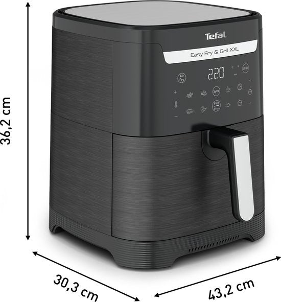 Tefal Easy Fry & Grill XXL EY8018 – 2-in-1-Heißluftfritteuse und Grill – 6,5 l – FlexCook – 8 Programme – Schwarz – Für 8 Personen