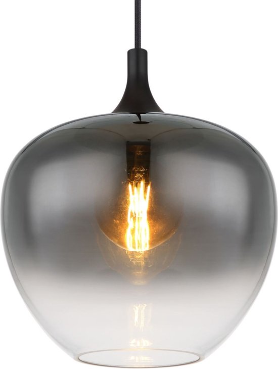 Globo Pendelleuchte Maxy - Schwarz - Rauchglas - Ø29 cm - E27-Fassung - Verstellbar & dimmbar Produktbeschreibung