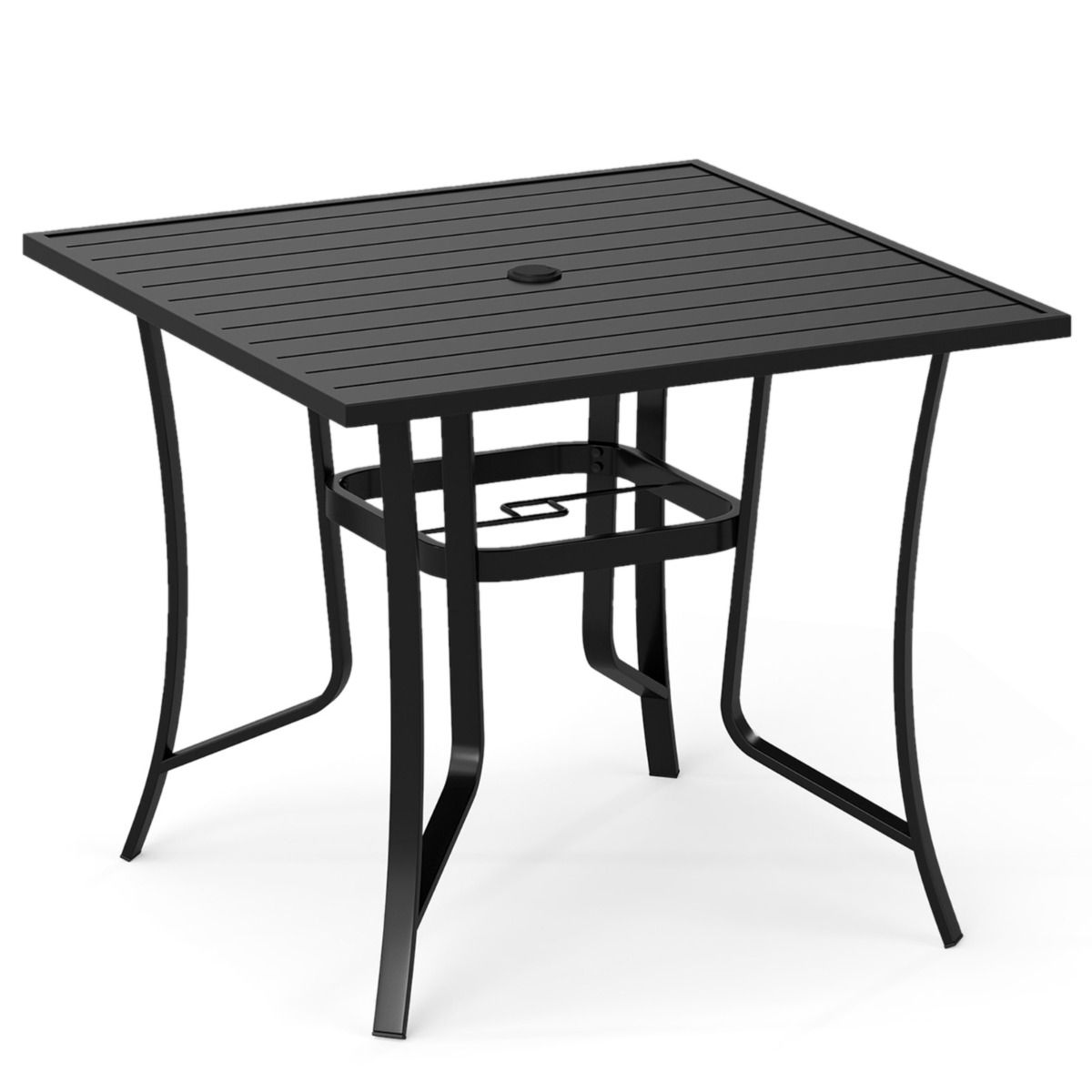 Coast Gartentisch mit Sonnenschirmloch – quadratischer Esstisch – Lattenplatte – schwarz – 91 x 91 cm