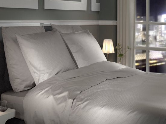 Heckettlane Bettbezug „Punto“ – Bettwäsche mit Punkten – 260 x 200–220 cm – Einzelbetten XL – Grau – Bettbezug aus 100 % Baumwollsatin