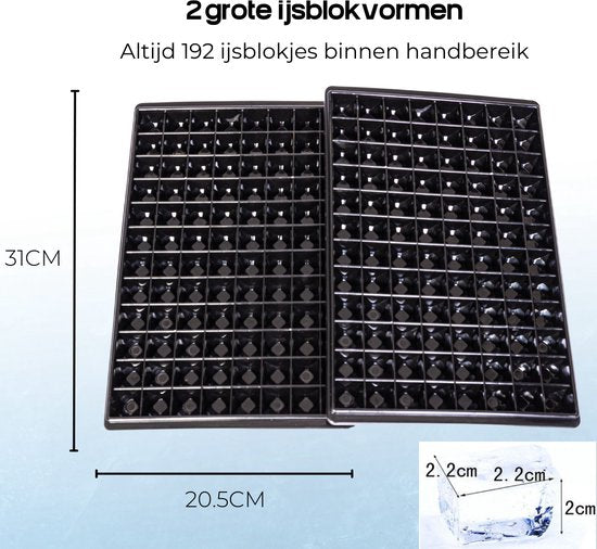 The Plunge® Eiswürfelform (2 Stück) – 192 Eiswürfel – quadratisch – schwarz