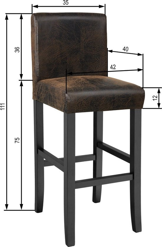 tectake - 2 Barhocker aus Lederimitat altbraun - 403584