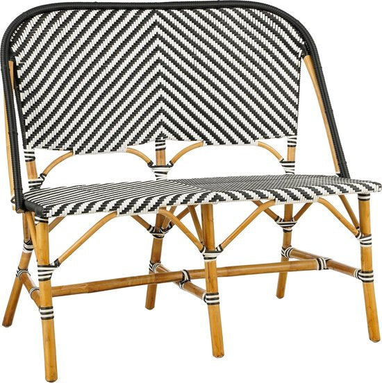 Mica Decorations Mandox Outdoor-Sofa – L 98 x B 60 x H 93 cm – Rattan – Schwarz, Weiß