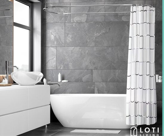 Loti Living Duschvorhang Anti-Schimmel - Würfel Design - Inklusive Ringe - Wasserdicht - Polyester - Duschvorhang 180x200 cm
