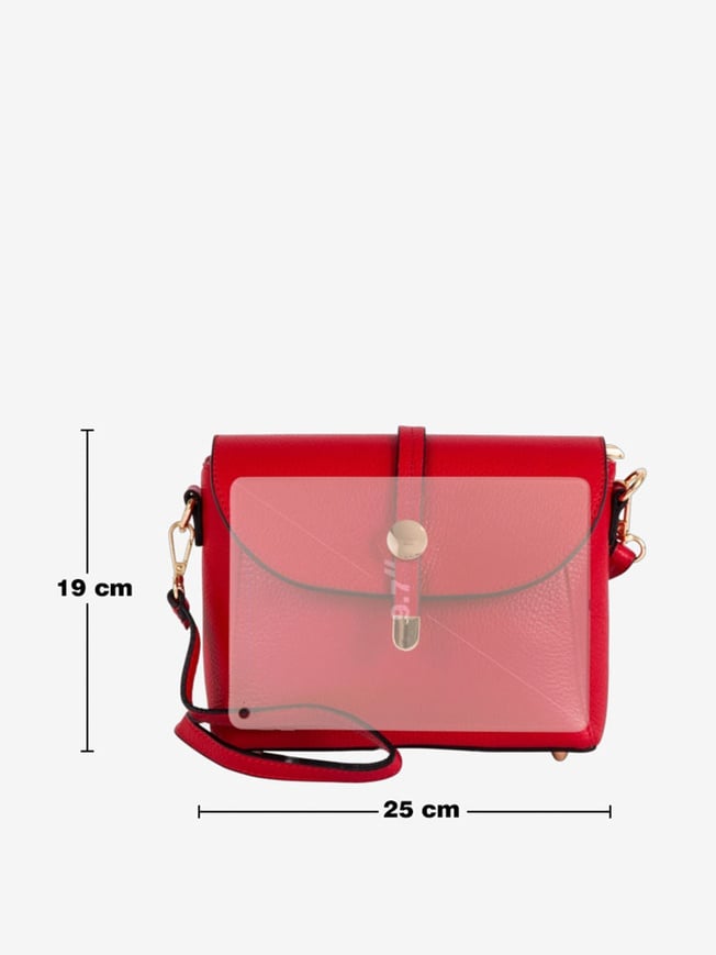 Pia Sassi Italienische Lederhandtasche - Rot - 25 x 19 x 8 cm