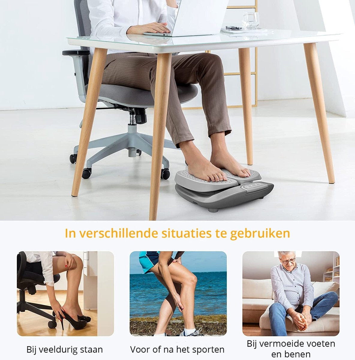 Lifeproducts Fußmassagegerät - mit Wärme-/ Vibrationsfunktion für Blutzikulation - Grau