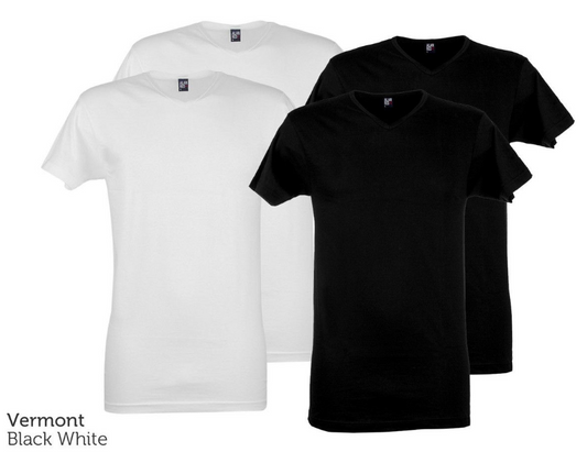 4x Alan Red Basic T-Shirt | Vermont oder Derby - Größe XL - Schwarz/Weiß