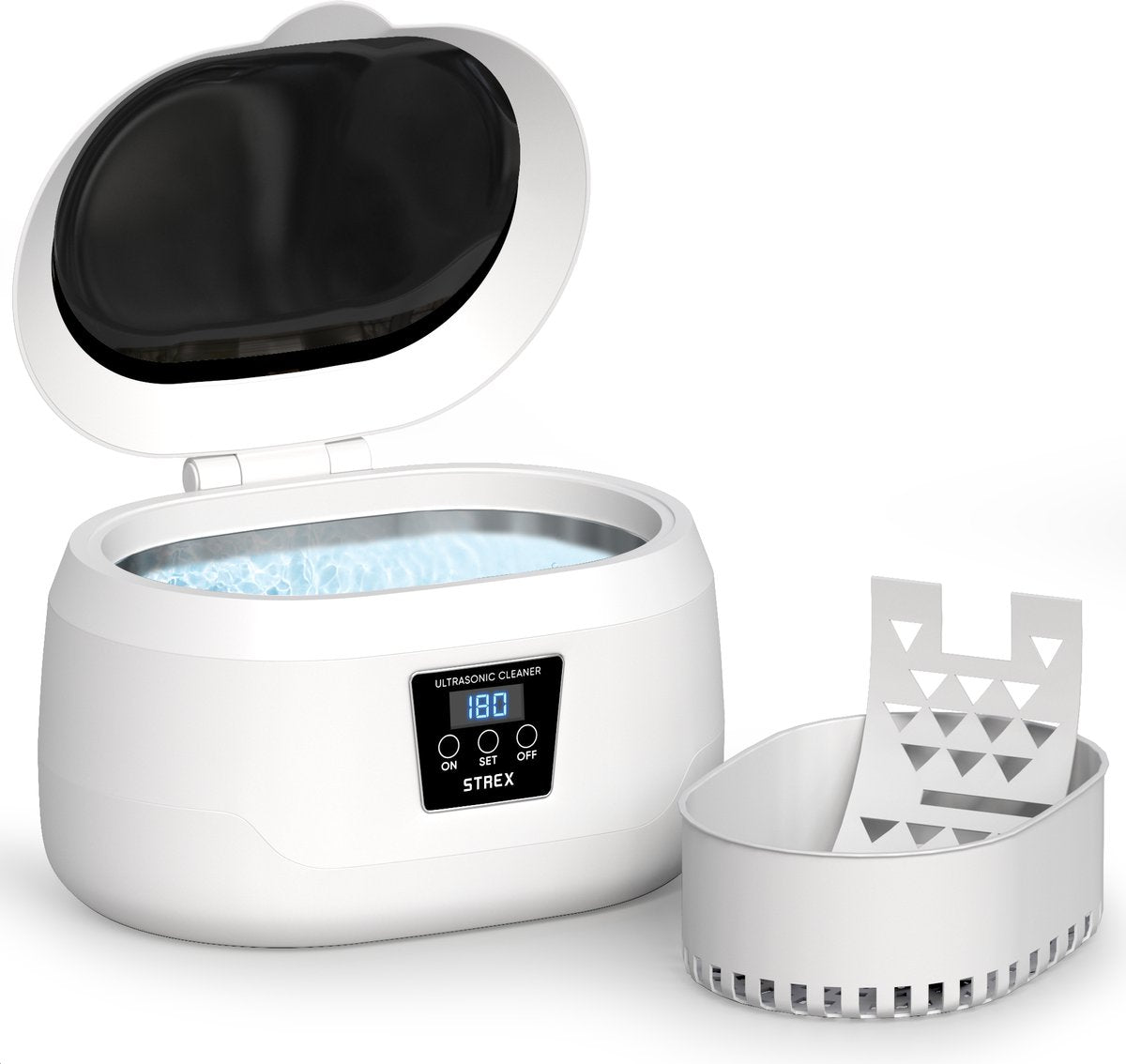 Strex Ultraschallreiniger 600ml - 360º - Ultraschallreiniger - Reinigungsgerät für Gläser/Schmuck/Uhren/Münzen