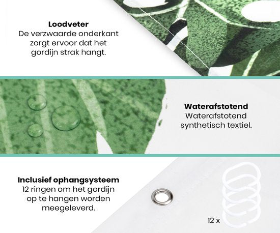 Loti Living Duschvorhang Anti-Schimmel - Strelitzia - inklusive Ringe - wasserdicht - Polyester - Duschvorhang 180x200 cm