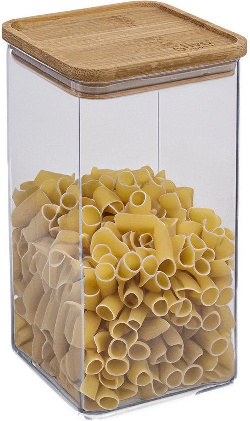 5Five – Vorratsbehälter für die Küche – Berlino – Kunststoff/Bambus – 1500 ml – Lebensmittel – 10 x 20 cm