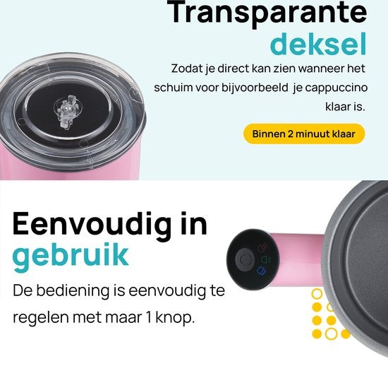 MOA Milchaufschäumer - BPA-frei - zum Aufschäumen und Erhitzen - Pink - MF1P