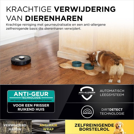 Shark PowerDetect Staubsaugerroboter mit Entleerungs-/Ladestation - Umfassende 360° Lasernavigation - Mit App und Anti-Geruchs-Technologie - Für Haustiere - RV2820VEEU