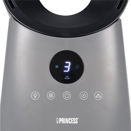 Princess blattloser Turmventilator – 60 W – Leistungsstarker und leiser blattloser Ventilator mit Fernbedienung, Timer und LED-Anzeige – 75°-Oszillation – 3 Geschwindigkeitsstufen – 351582