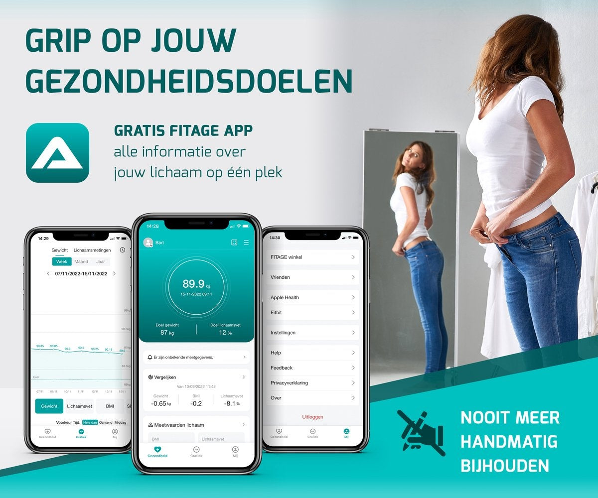 FITAGE LCD-Waage Personenwaage Digital - Intelligente Waage mit 17x Körperanalyse - Waagen - FITAGE App
