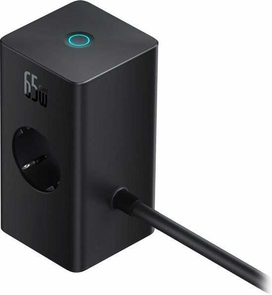 Baseus GaN 65-W-Schnellladestation mit AC/USB-C/USB-A, schwarz
