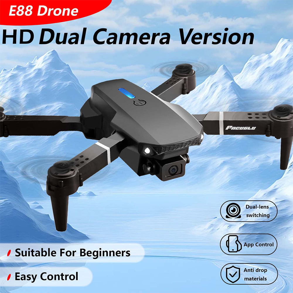 FACEGLE E88 Spielzeugdrohne – Zusammenklappbarer Quadcopter – Hochauflösende Doppelkameras