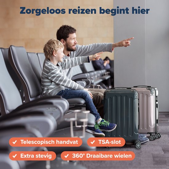 TRVLMORE Handgepäck Koffer - 45L - TSA Zahlenschloss - Leichtgewicht - erweiterbar - Trolley - 54x36x22cm - Rose Gold